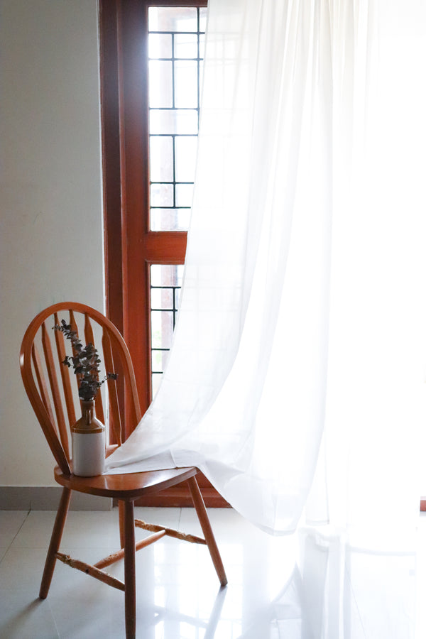 Plain white sheer curtains in soft mulmul cotton
